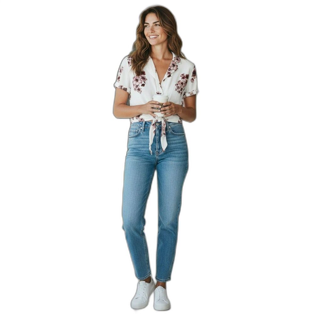 Forever  21 Women's Top Sz M White Floral Blouse Short Sleeve Sheer Spring #162